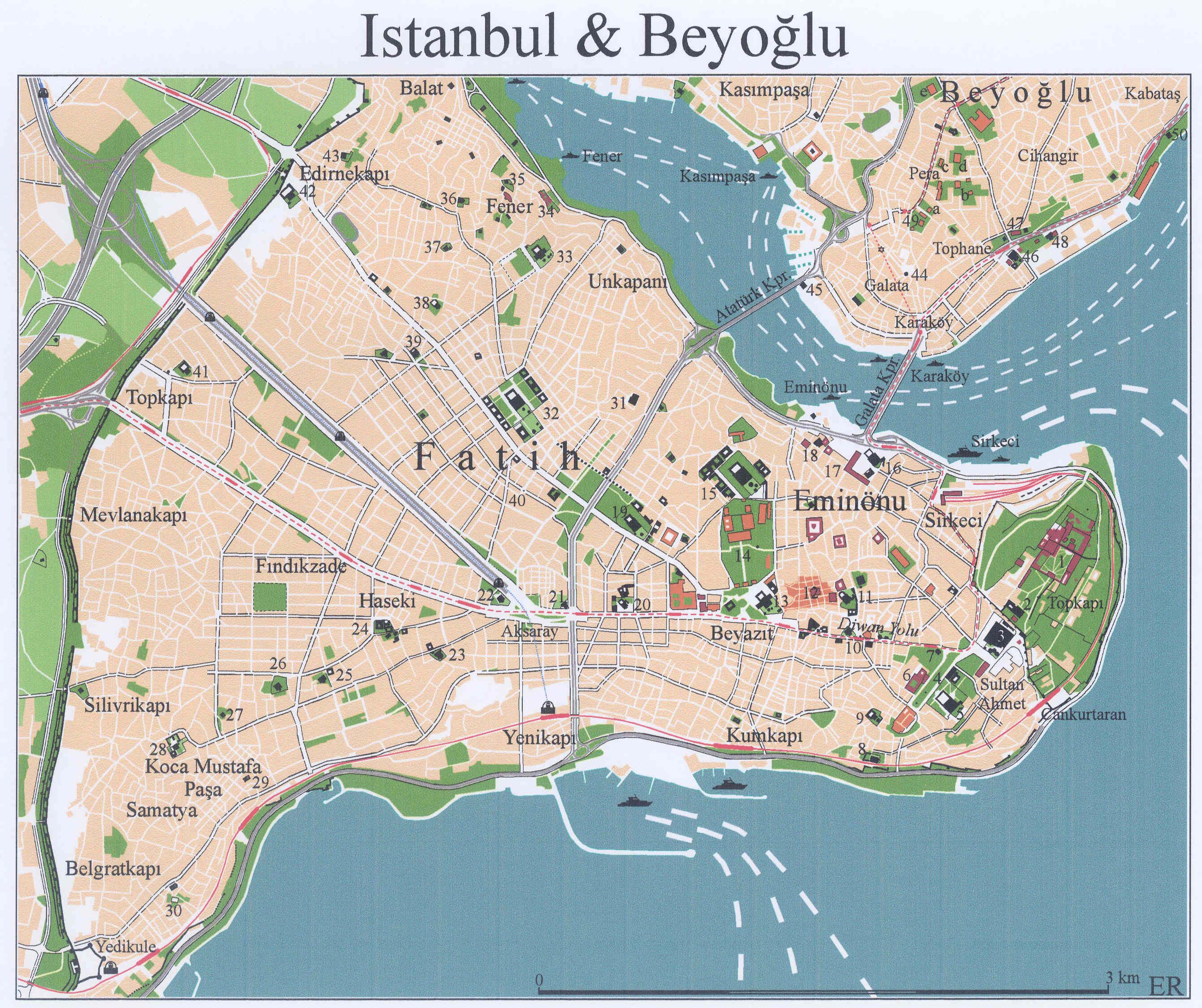 Центр стамбула на карте. Туристическая карта Стамбула. Туристическая карта Стамбула старый город. Достопримечательности Стамбула на карте.